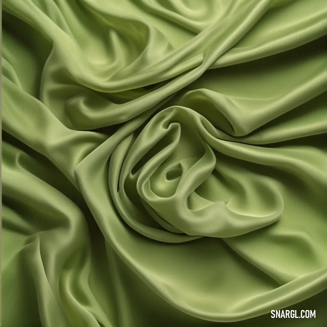 Green fabric with a very large amount of folds on it's surface. Example of RGB 133,187,101 color.