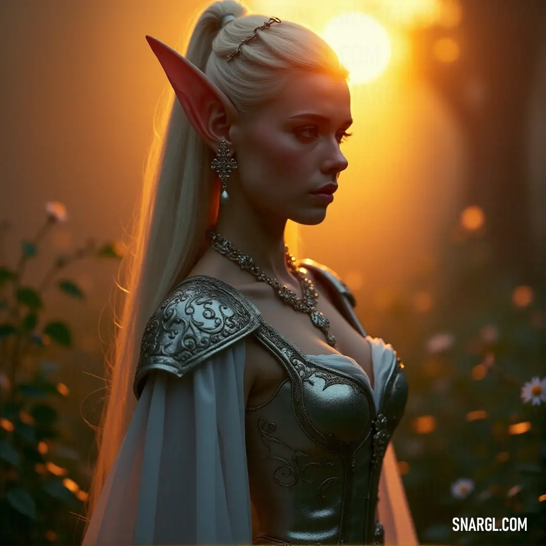 A figure with long white hair and a red nose, dressed in a shimmering silver gown, stands in a magical atmosphere. A striking figure with long white hair and a bold red nose, dressed in a shimmering silver dress, stands out in an enchanting setting. Their ethereal presence draws all attention.