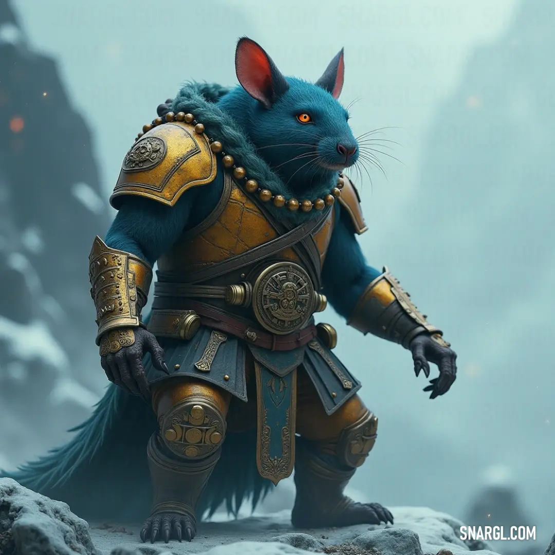 A suited Doomrocket Engineer stands on a mountain top, sword in hand and chain around their neck, gazing out at the vast world beyond. A Doomrocket Engineer in gleaming armor stands atop a mountain, sword raised in triumph with a chain hanging around their neck, the vast expanse of the world below them stretching out into the horizon.