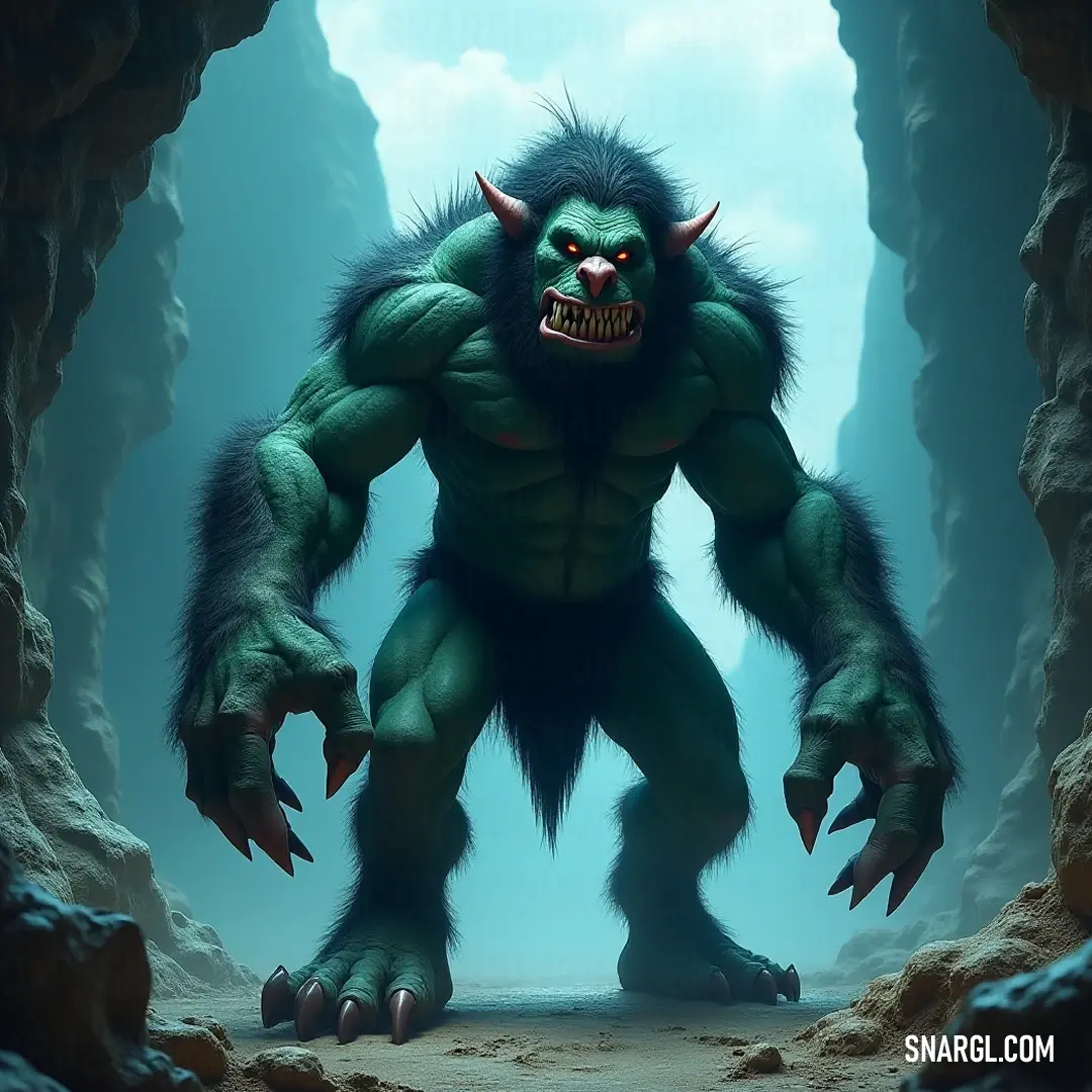 A jolly Drakk showcasing its playful personality amidst enchanting cave scenery. A charming Drakk with a bright grin stands proudly in a cave, surrounded by mesmerizing rock formations and a picturesque sky.