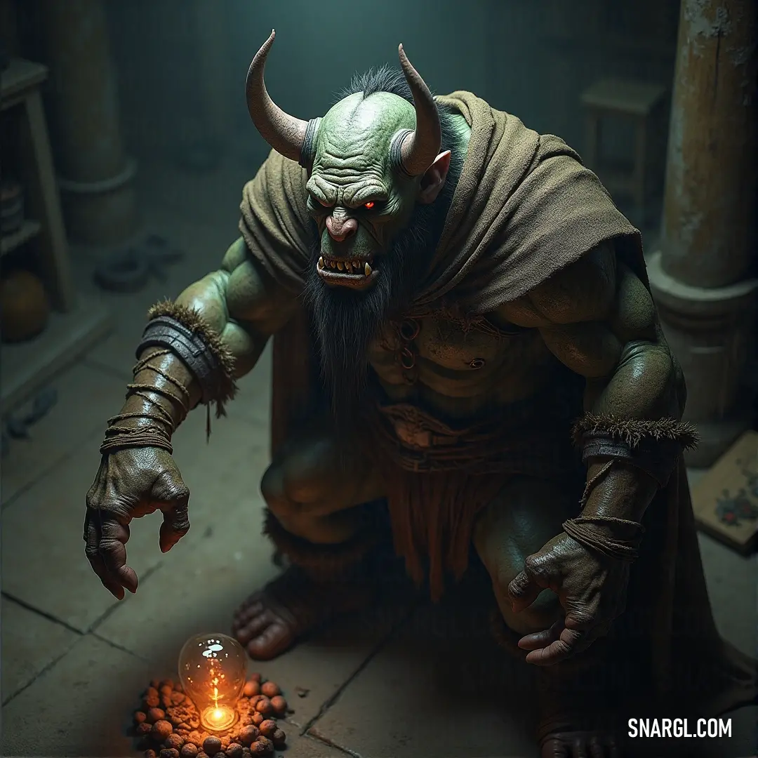 A powerful Durotan is depicted resting on the floor, next to a flickering candle and ornate candle holder, as if contemplating the mysteries of the night. His solemn expression echoes tales of history and battles fought.