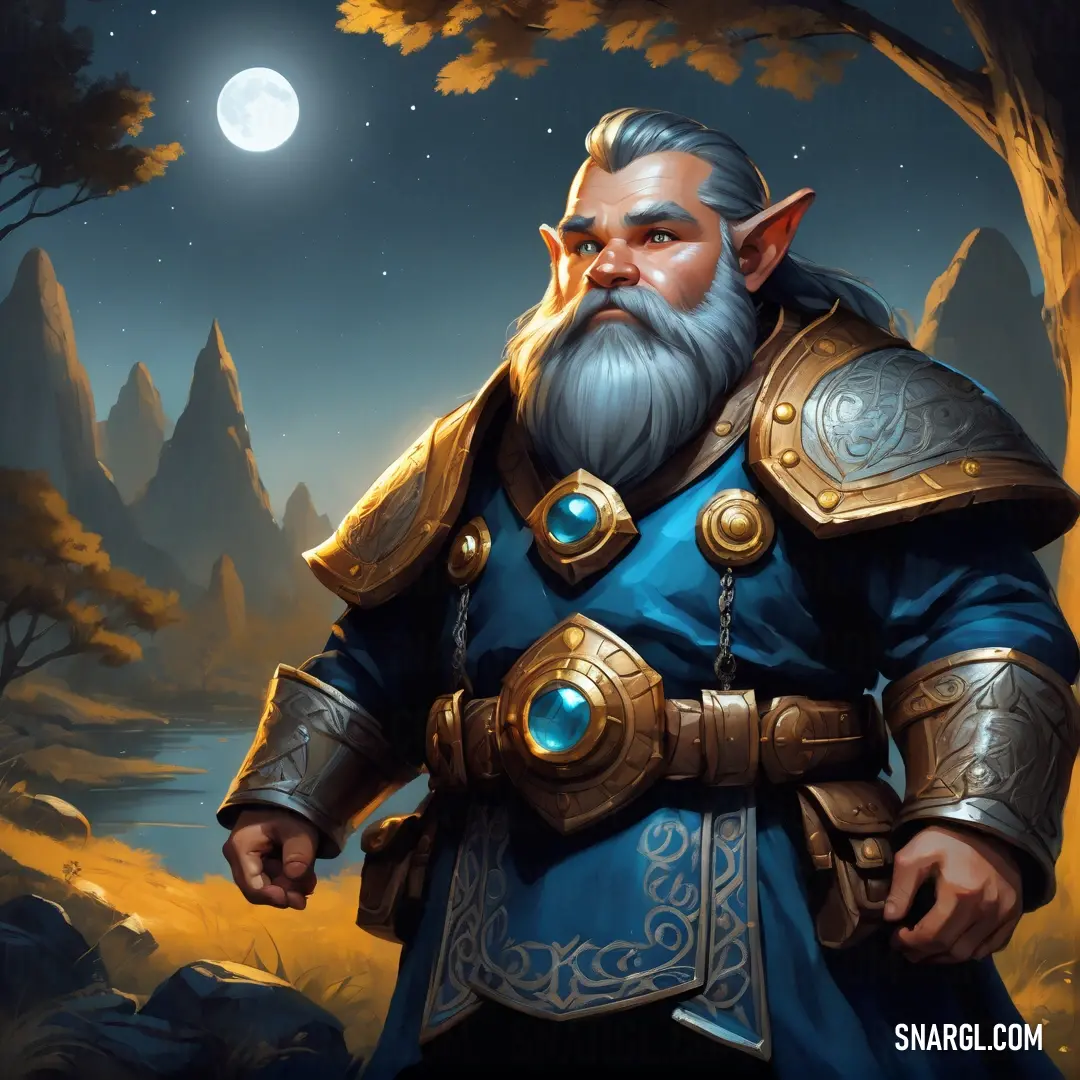 Dwarf with a beard and a beard wearing armor and holding a knife in his hand