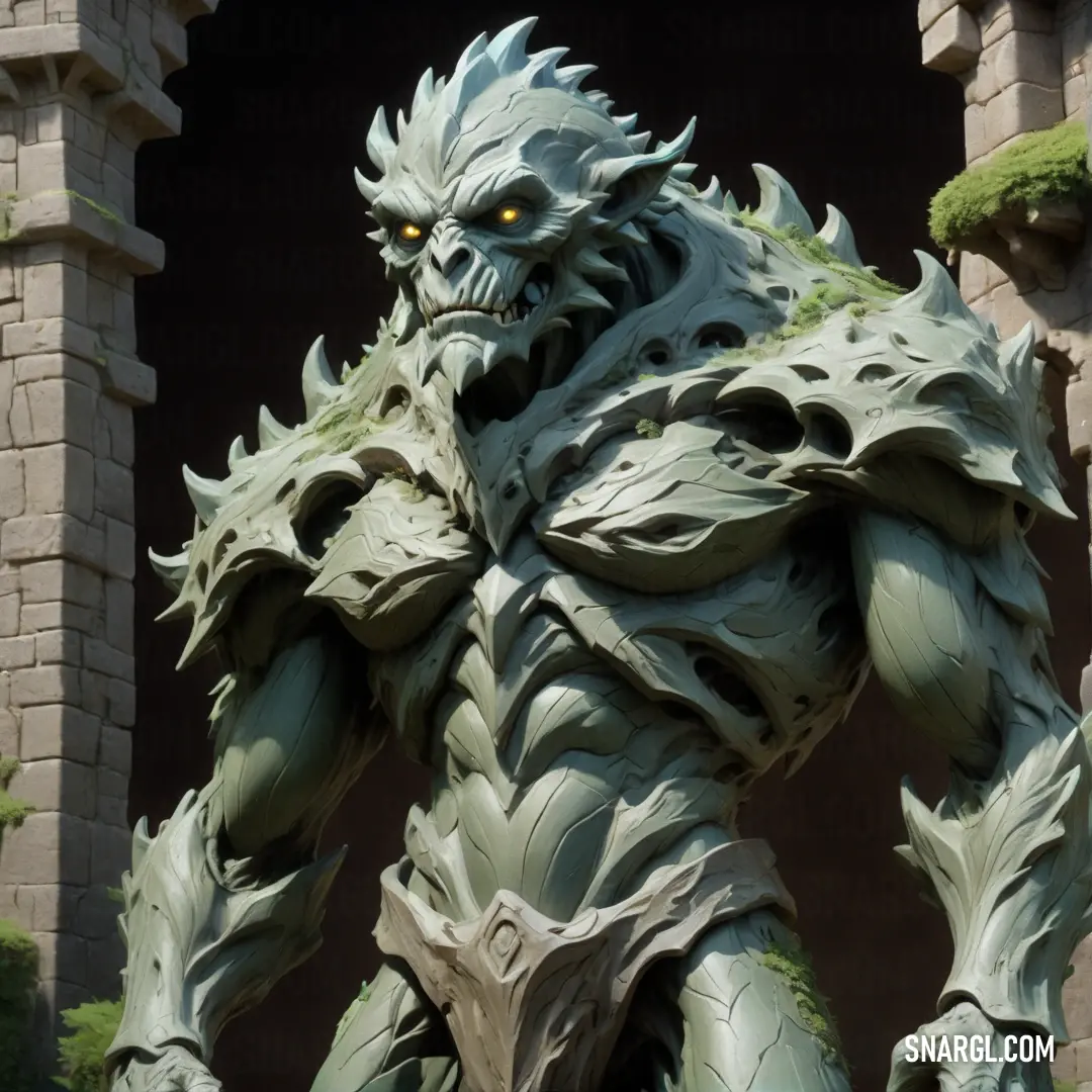 Statue of a Earth elemental with a massive head and large arms