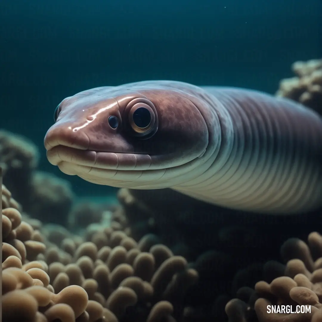 Close up of a fish on a coral reef with a blurry background