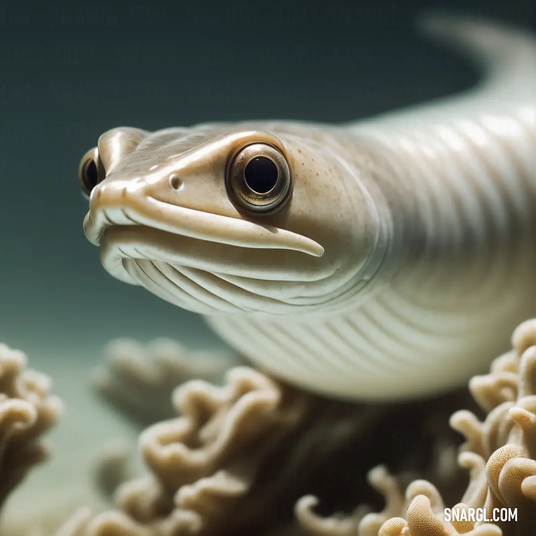 Close up of a fish on a coral with a blurry background