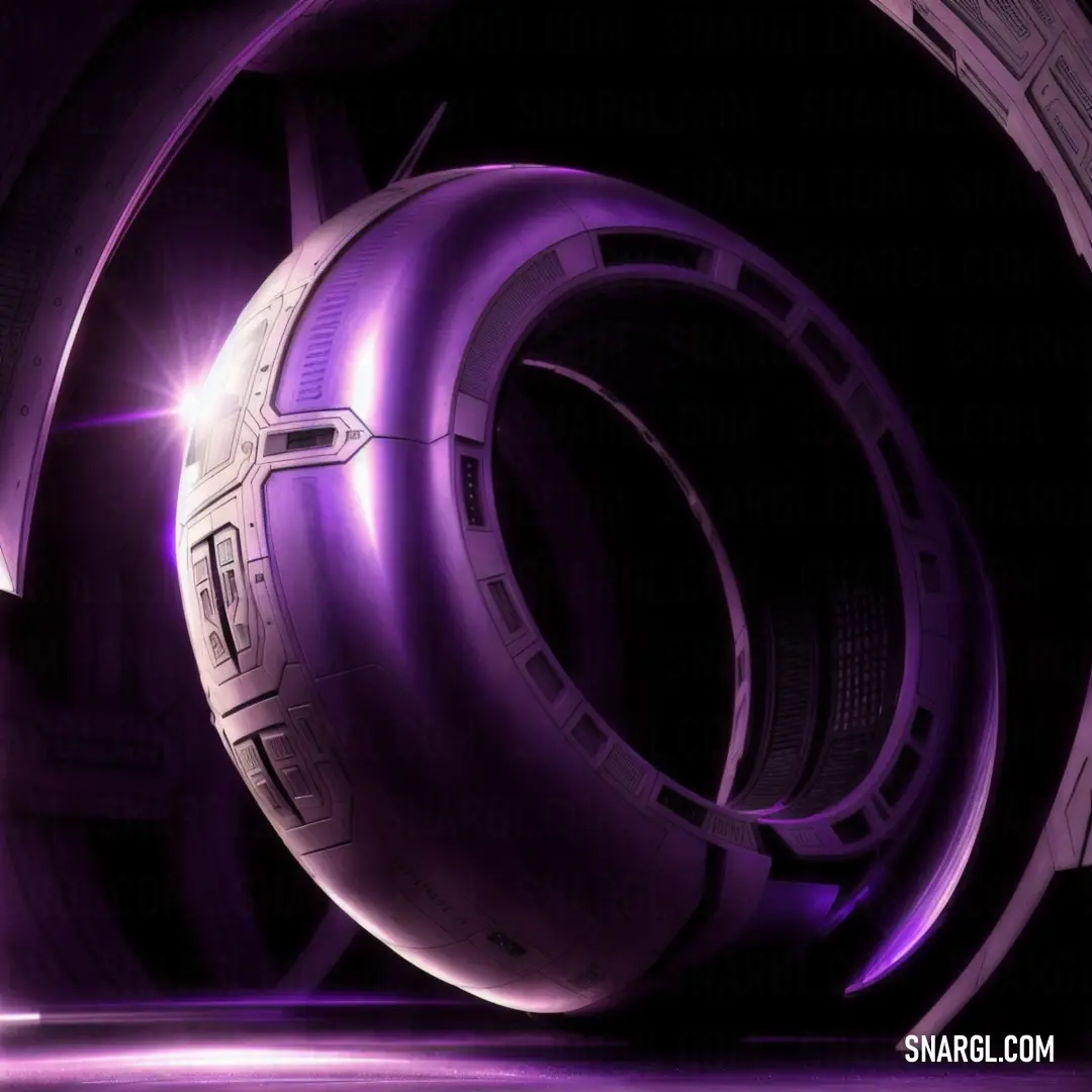 Purple tire is shown in a dark room with light coming through it