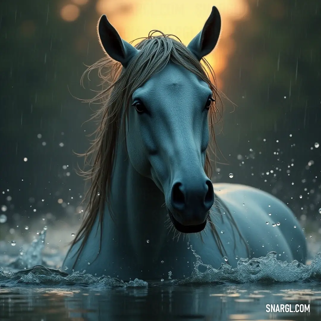 Eireann floats gracefully in still waters, eyes gently closed, embodying peace and tranquility as the surface mirrors the sky, invoking a sense of calmness and reflection on a quiet day.