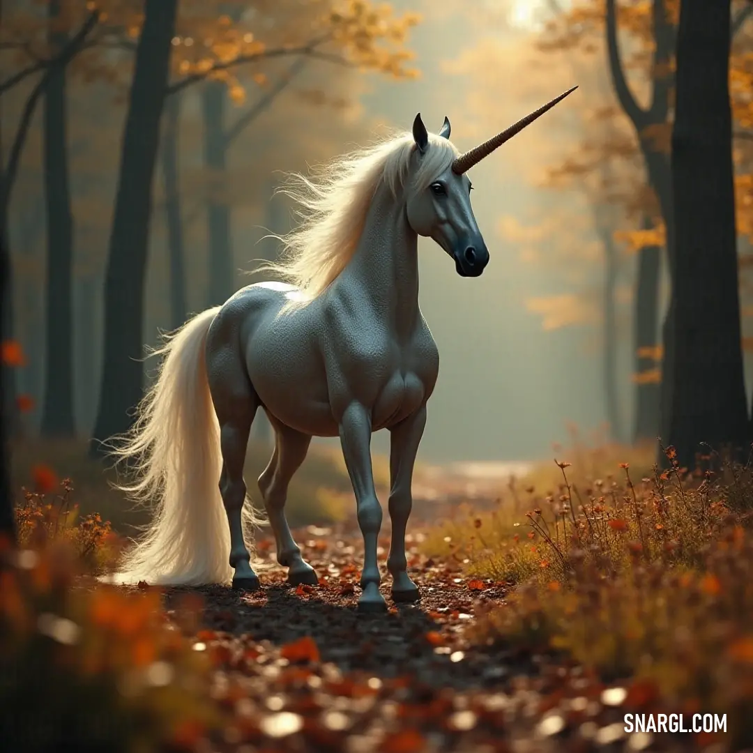 A powerful white elder unicorn stands gracefully in the heart of a lush forest, with towering trees and vibrant leaves, exuding an aura of ancient wisdom and mystique. A majestic white elder unicorn stands among tall, ancient trees in a dense forest, its wise eyes observing the world around it, while soft rays of sunlight filter through the canopy, illuminating its noble presence.