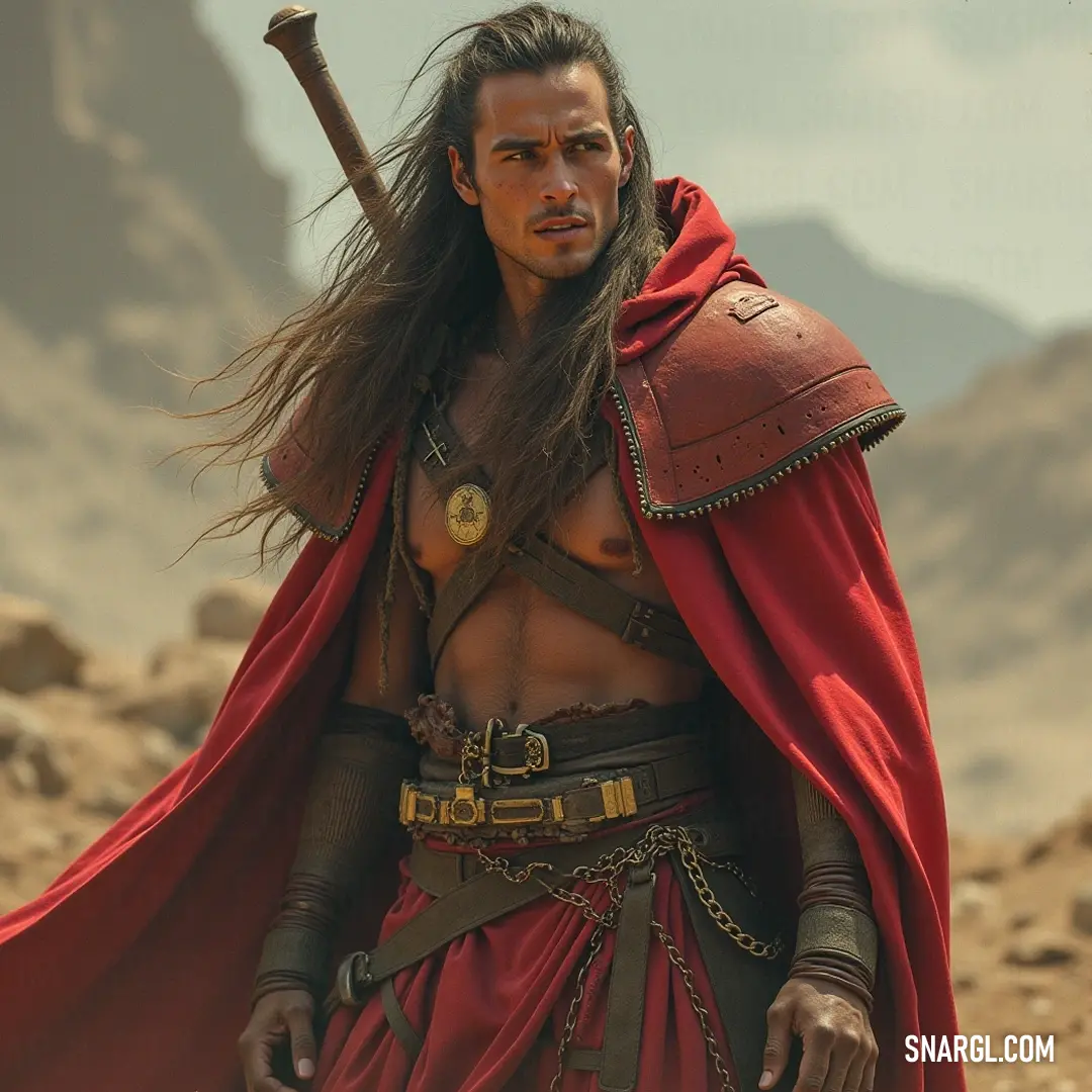 A striking figure adorned in radiant red, deftly wielding a sword, stands firm, the impressive cape billowing behind her, a vivid reminder of valor and unyielding spirit amidst a challenging journey. A brave warrior in a vibrant red ensemble, her fierce gaze defying the odds, brandishes a gleaming sword as the fabric of her flowing cape flutters in the breeze, symbolizing courage and strength in the face of danger.