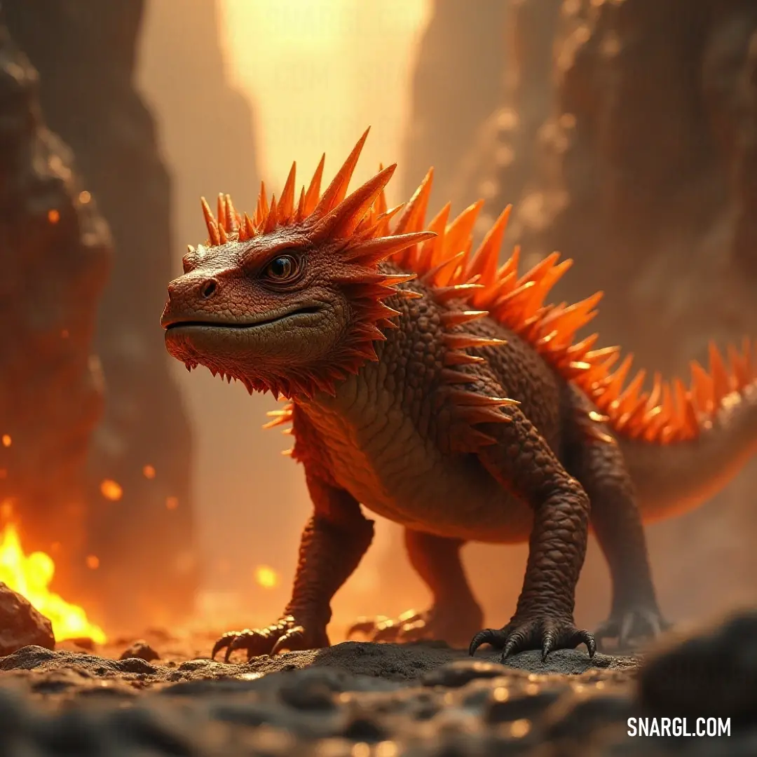 A playful Ember Beast toy with fierce spikes on its head and tail, poised in a dynamic pose, ready for action and adventure.