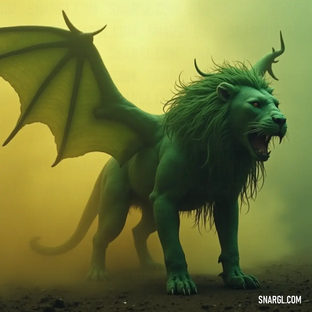A fantastical Green Emerald Manticore with long hair, a big grin, and a powerful tail, exuding mythical charm and strength. A mythical Green Emerald Manticore stands confidently, its long flowing hair and wide grin adding to its intimidating yet playful appearance. The creature’s sharp features and vibrant emerald color make it stand out as a unique fantasy figure.