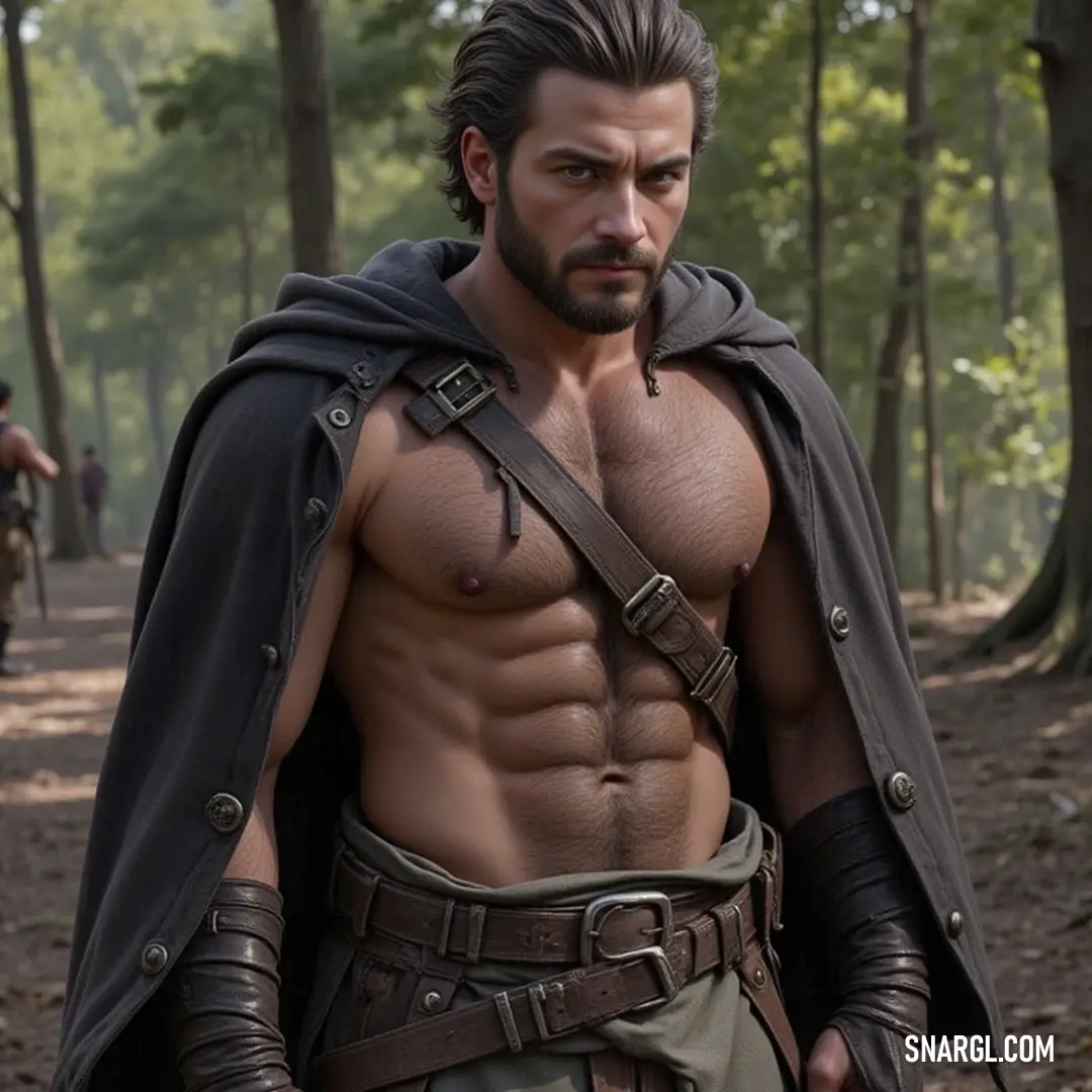 A determined warrior clad in noble attire stands in a forest clearing, sword raised among a group of fellow warriors, representing camaraderie and the spirit of brotherhood in the midst of an impending adventure or battle.
