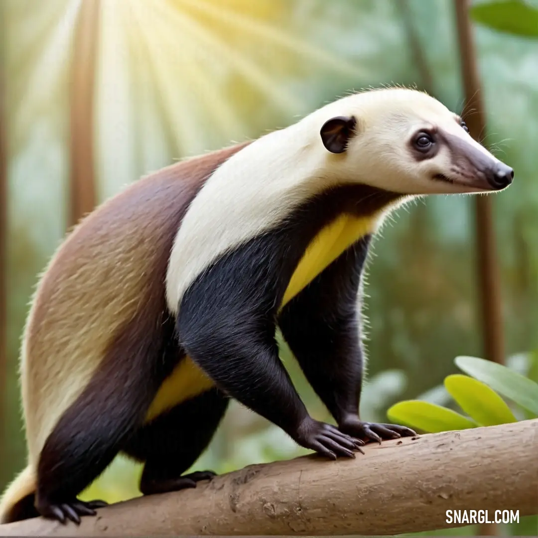 Small Eurotamandua is standing on a branch in the jungle