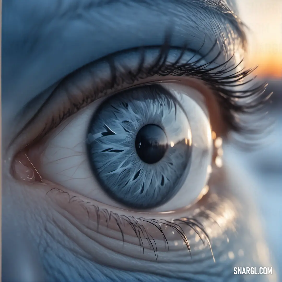 Close up of a blue eye with a blurry background