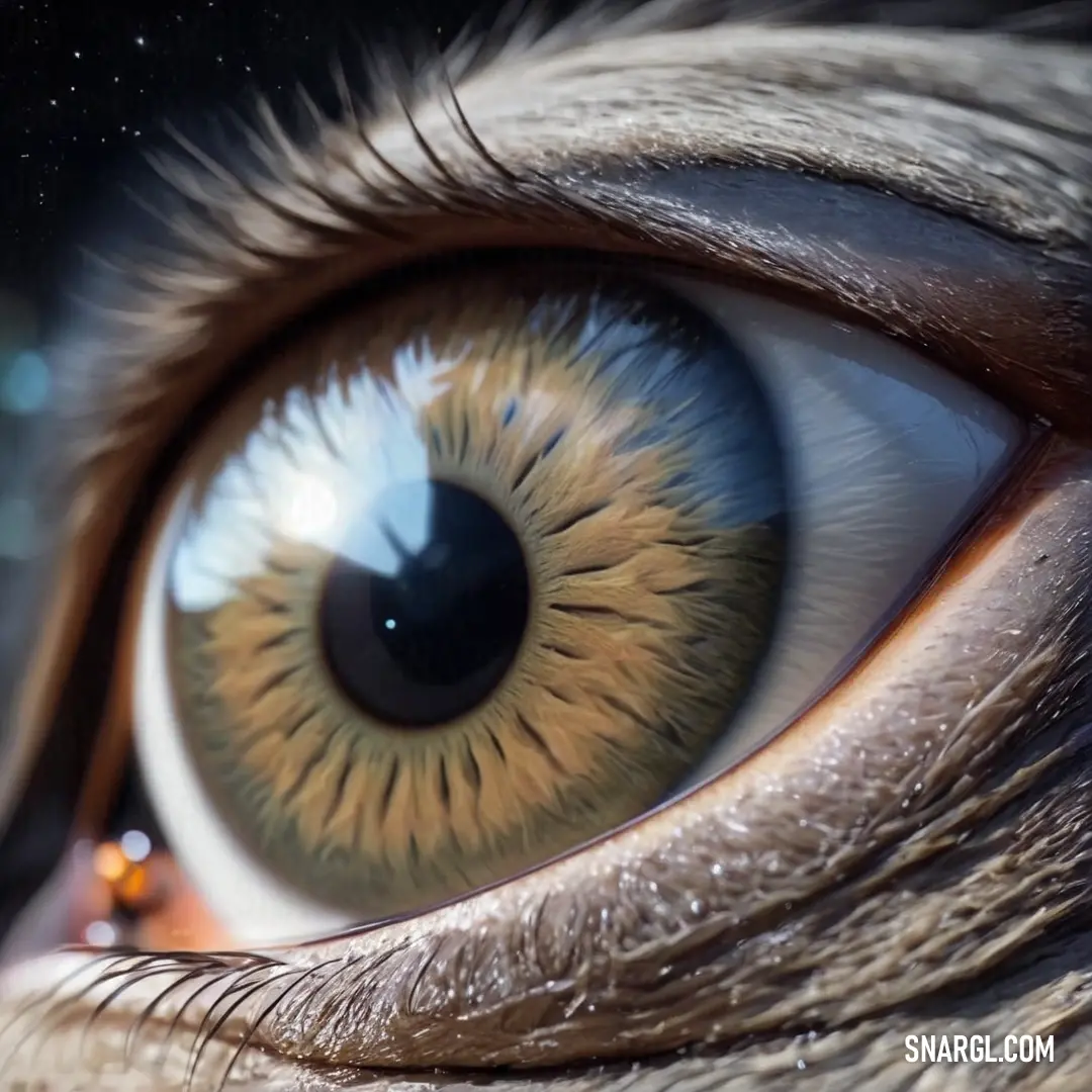 Close up of a cat's eye with a star in the background