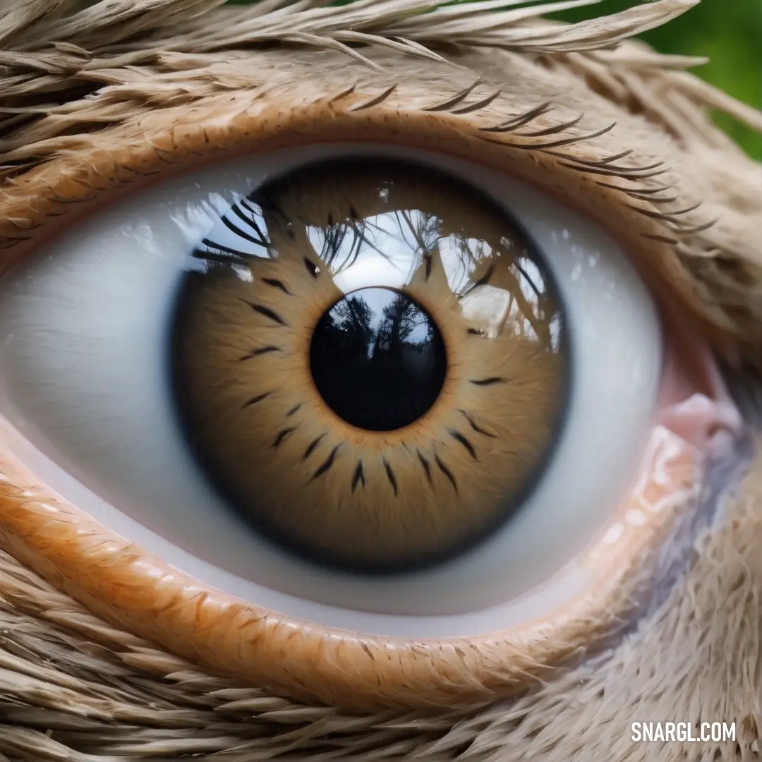 Close up of a cat's eye with a reflection of trees in the eye of it's eye