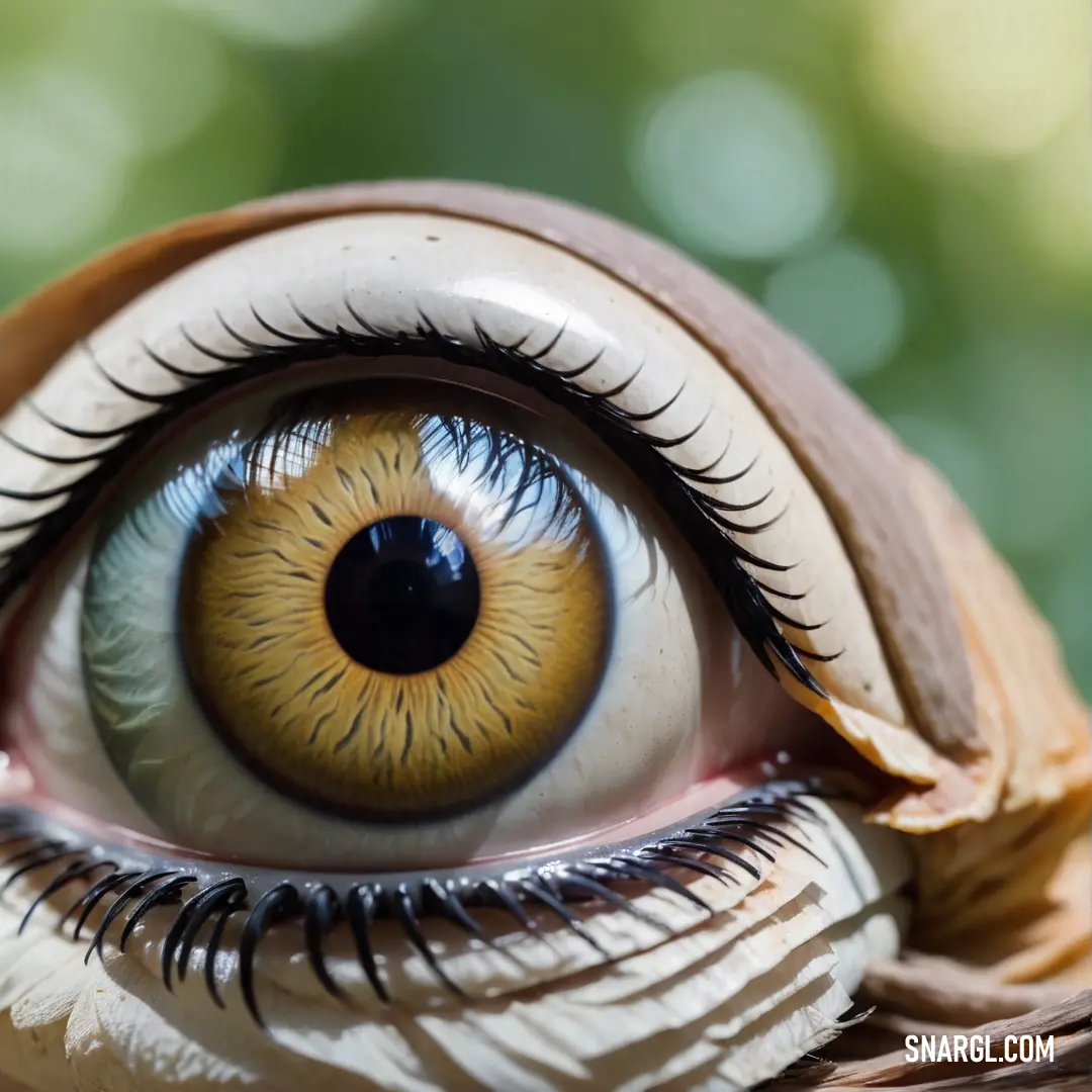 Close up of a humale False eye eye with long eyelashes and a brown eyeball