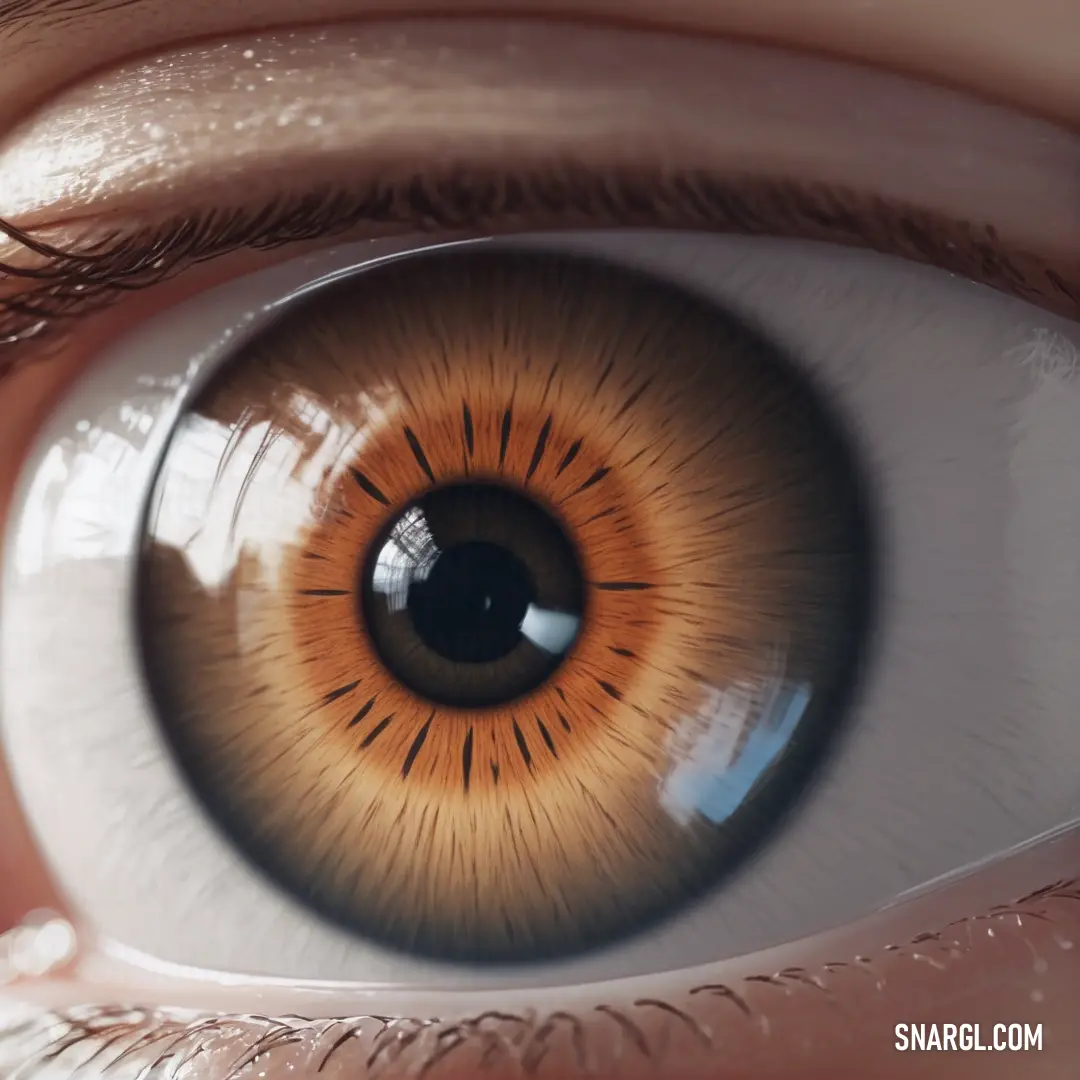 Close up of a person's eye with a brown iris