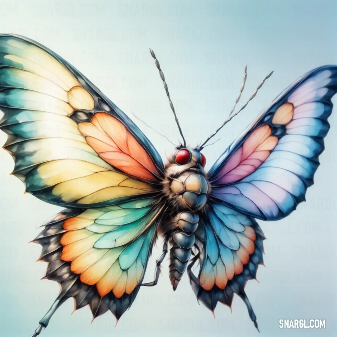 Colorful butterfly with a blue sky background