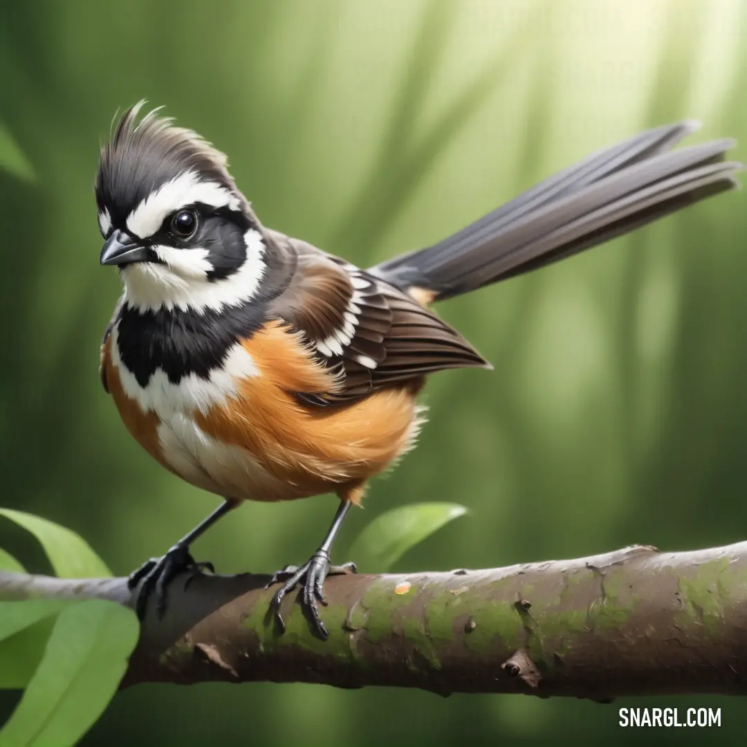 Fantail on a branch with a blurry background