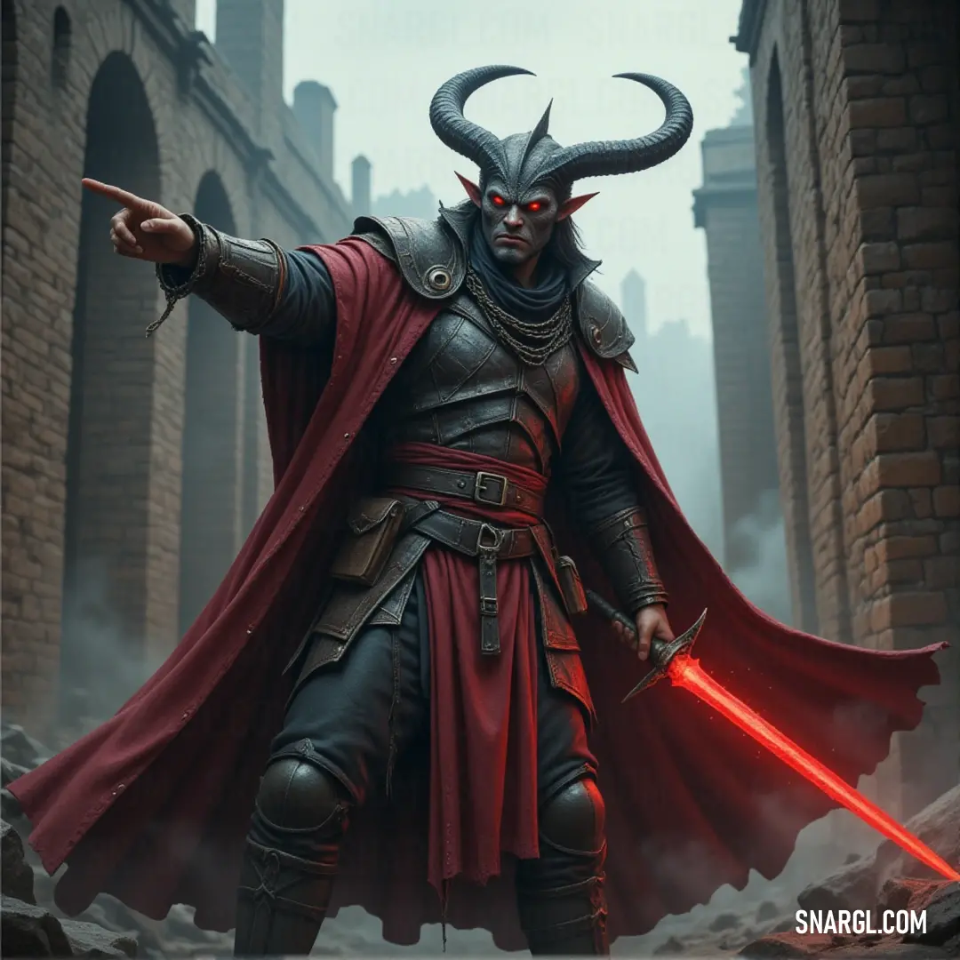 Fenwick, in a horned costume, confidently holds a sword, his stance strong as he faces the challenges of a bold new adventure. Fenwick, dressed in a horned costume, grips a sword with determination, his eyes locked on the future as he stands strong in this legendary attire.