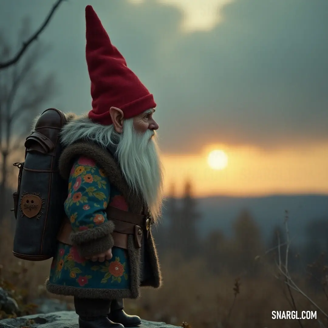Bathed in the warm hues of sunset, Finn appears poised on a rock, his red hat stylishly perched and a bag slung across his back. The surrounding woods come to life in this dynamic scene, underlining his adventurous spirit as he contemplates the journeys a