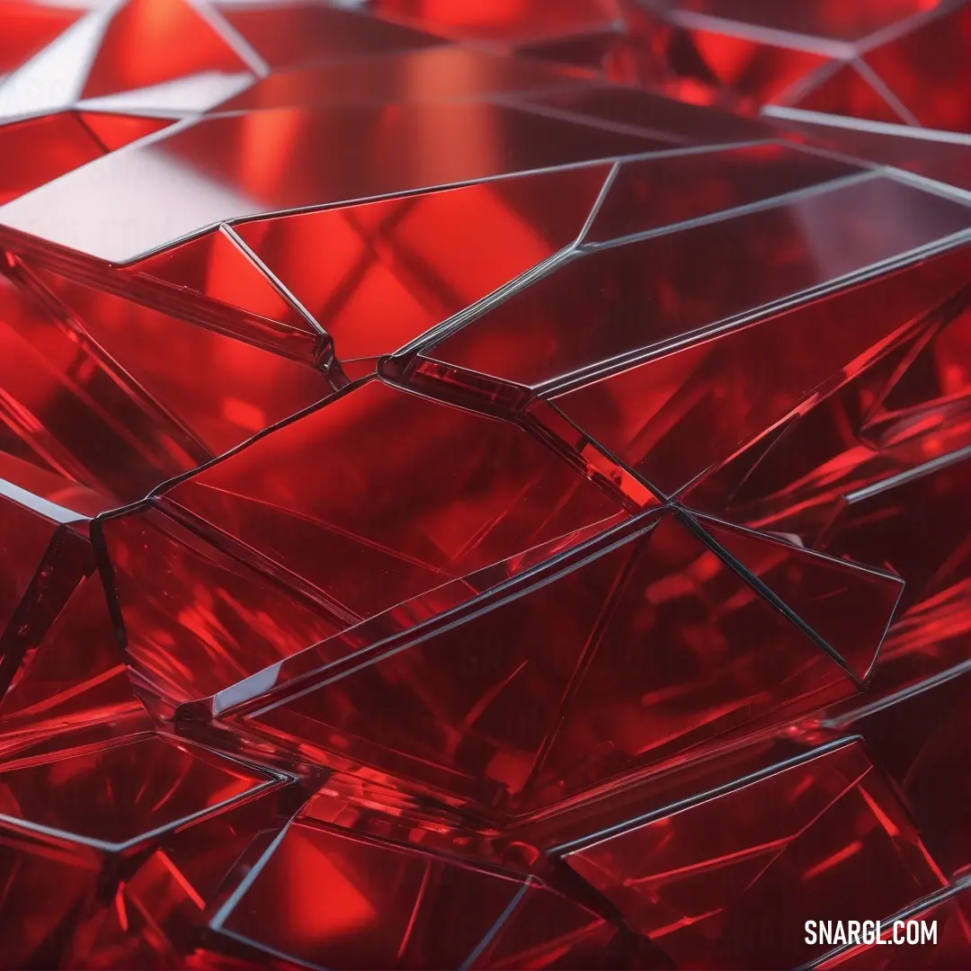 Fire Brick color. Red glass object with a very large amount of glass blocks on it's surface, with a red background