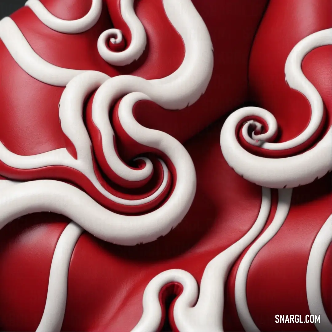 Red and white abstract background with a spiral design on it's surface