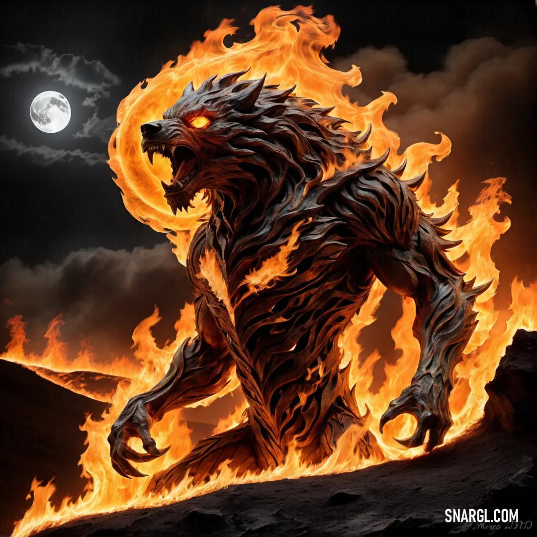 Fire Fire elemental with a full moon in the background