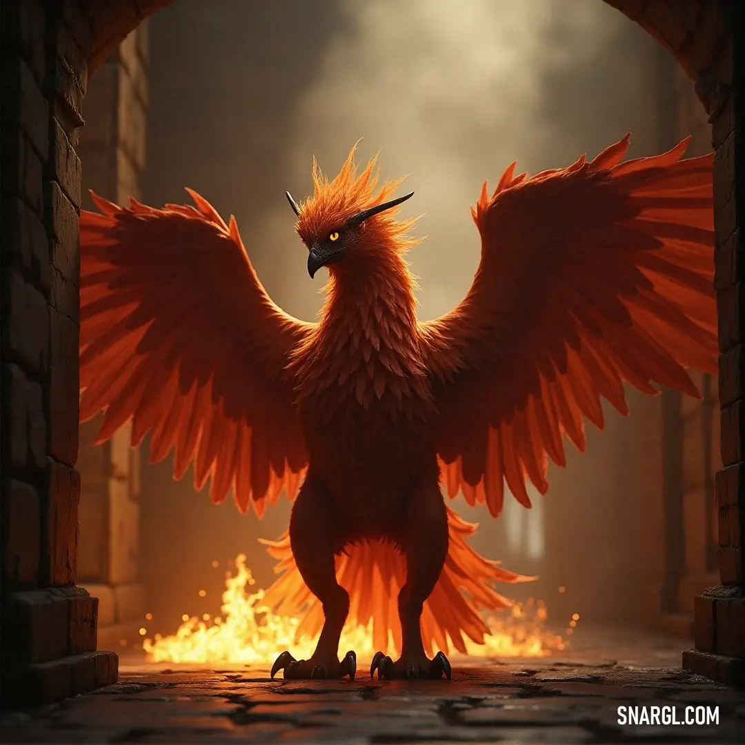 A colossal Firestorm stands in the doorway, its imposing figure illuminated by the flames that rage behind it, casting an eerie glow as its fiery eyes scan the surroundings.