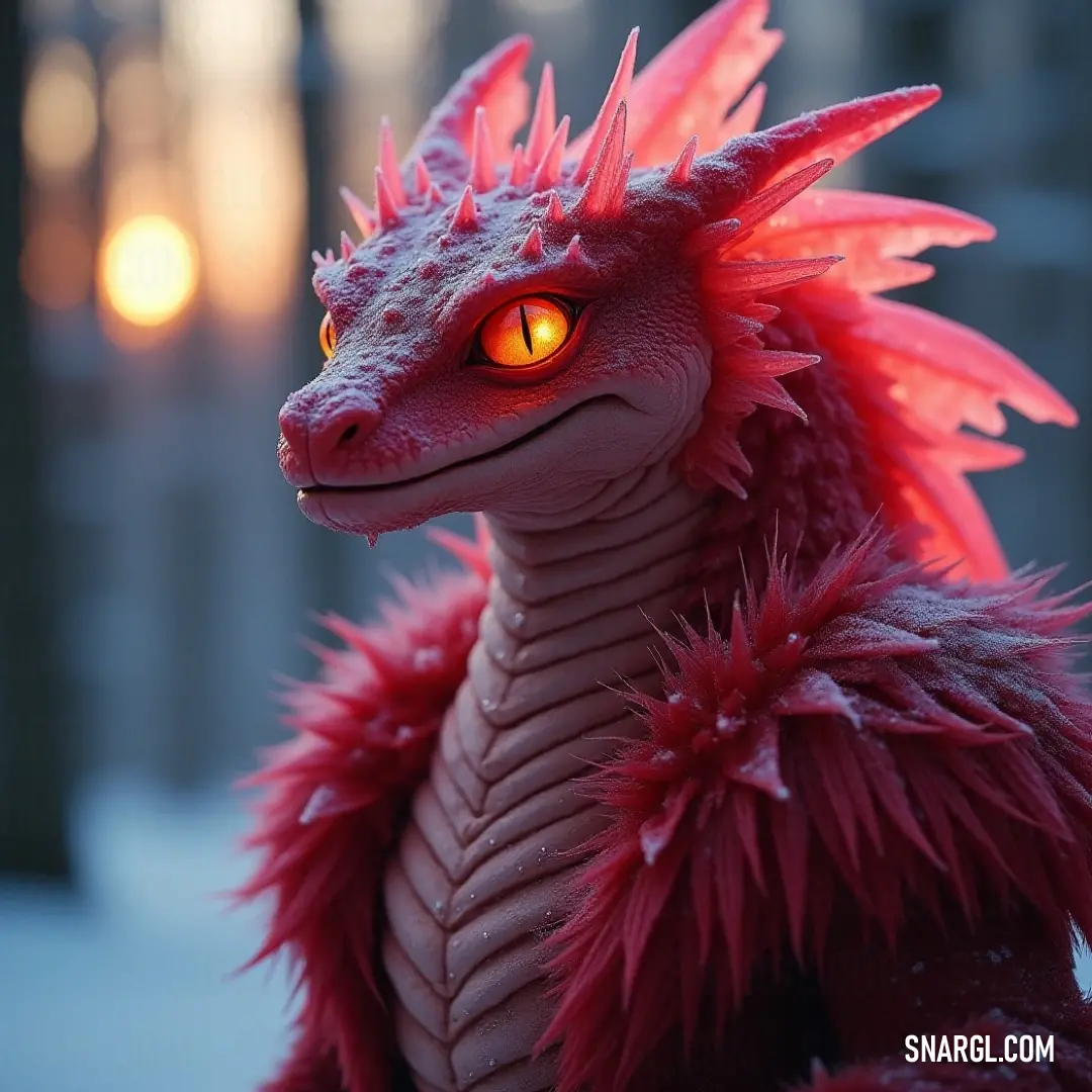 Marvel at the stunning craftsmanship of the Red Flame Serpent statue, where vivid details and luminous eyes create an aura of enchantment, beckoning onlookers to delve deeper into the tales it might tell. A captivating Red Flame Serpent statue, featuring enchanting glowing eyes and a vibrant red feathered tail, sits immobile yet seemingly alive, radiating a sense of power and mystique as it captures the imagination of all who gaze upon it.