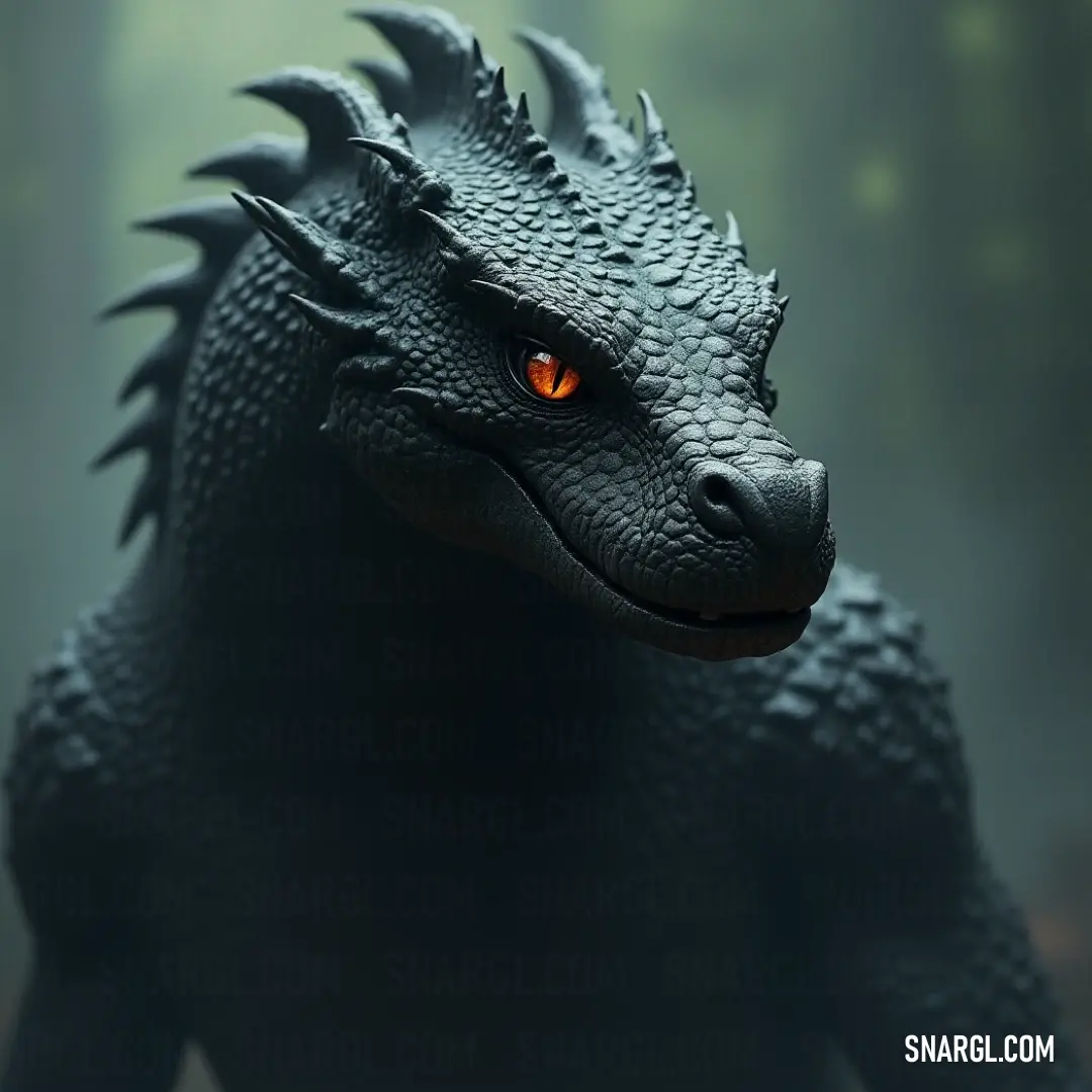 A toy Godzilla with fiery red eyes, a dark body, and menacing spikes on its head. This close-up captures its raw intensity and intimidating presence as it stands ready for battle. A close-up of a toy Godzilla with glowing red eyes and a sleek black body adorned with sharp, spiked details on its head, exuding a menacing vibe, ready to face any challenge in its path.