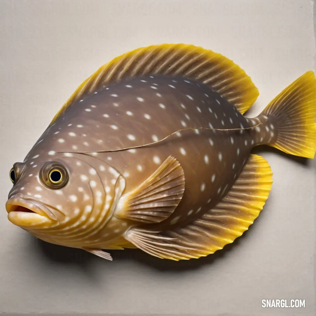 Fish is shown on a wall with a white background