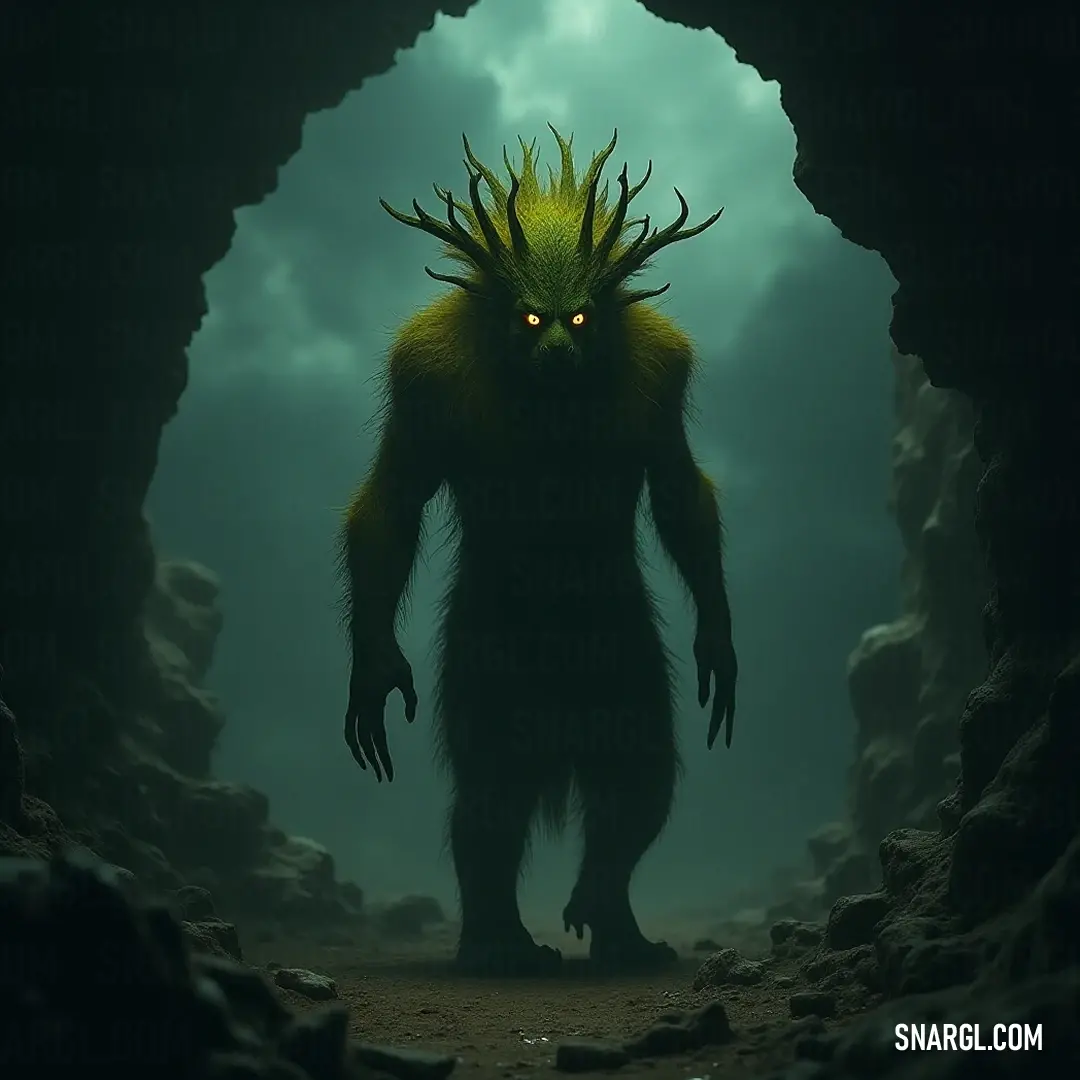 The Forest Sage, with his mesmerizing glowing eyes, is enveloped by the rugged cave walls, creating an aura of mystery and wisdom that beckons explorers to uncover the secrets held within the darkness. In a dim cave, the Forest Sage with glowing eyes emerges, surrounded by imposing rocks. The faint light highlights the intrigue in the shadows, casting an otherworldly glow that showcases the mystique of this secluded enigma.