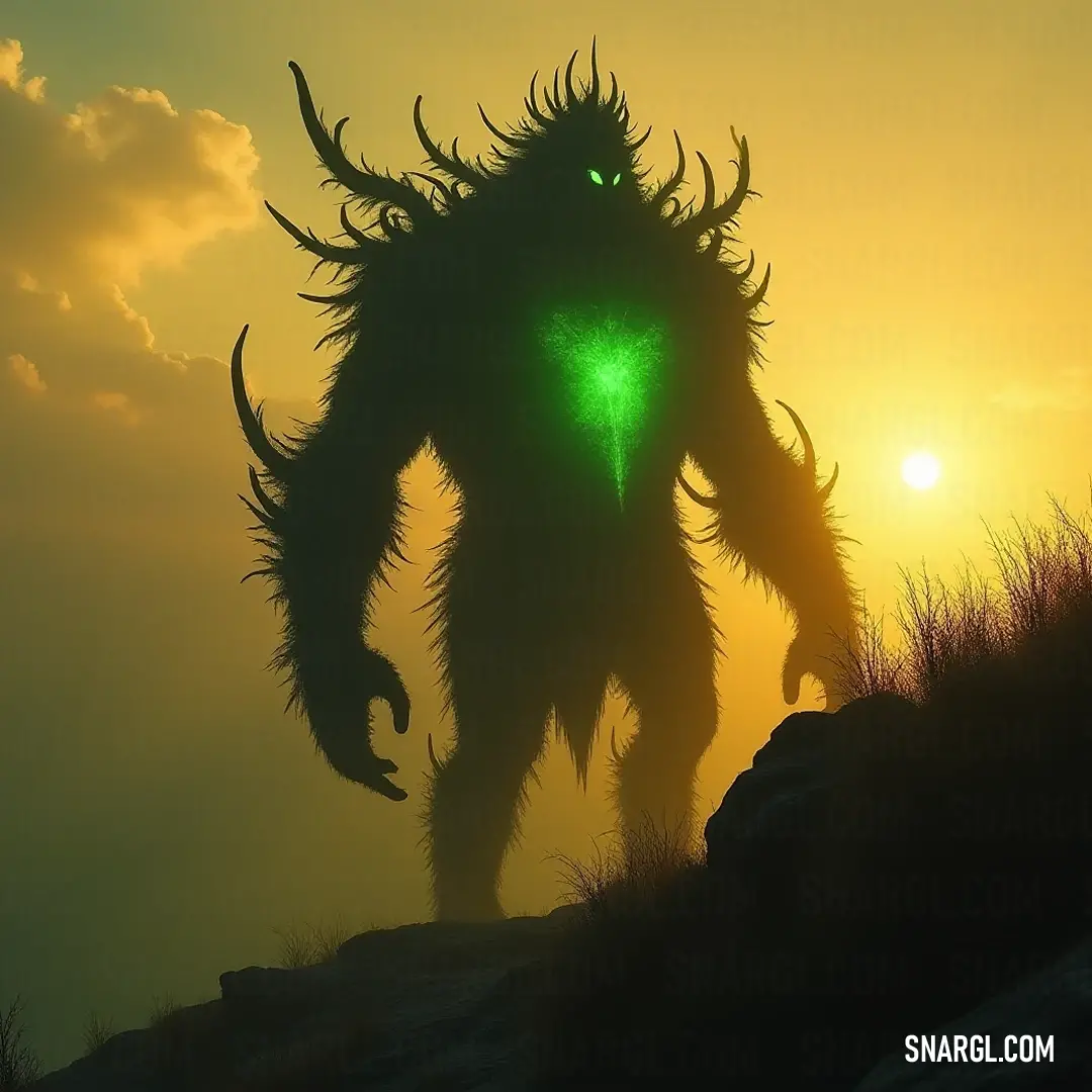 A massive creature, The Giant Foreststalker, moves gracefully across a sunlit field, its horns extending proudly as it melds into the vibrant colors of the sunset. A massive creature, The Giant Foreststalker, moves gracefully across a sunlit field, its horns extending proudly as it melds into the vibrant colors of the sunset.