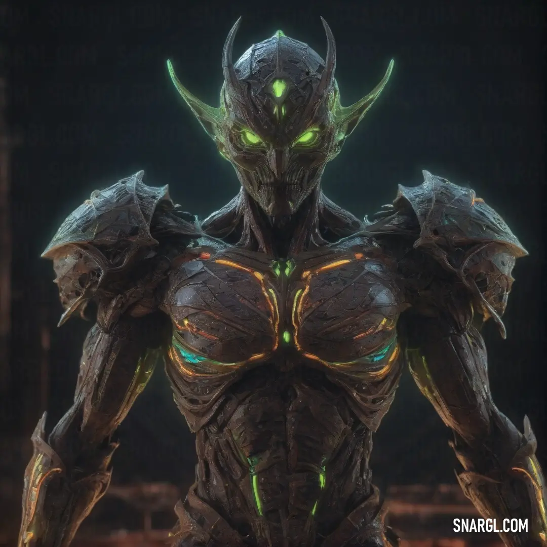 A menacing, otherworldly creature from a video game, featuring glowing eyes and a demonic appearance, standing in an intense, dark environment.