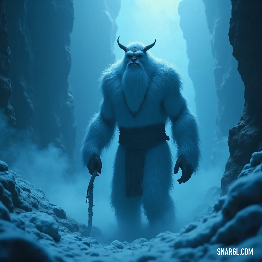 Majestic Frost Revenant Amidst the Shadows of a Cave A powerful Frost Revenant stands resolute in a dimly lit cave, exuding an icy aura. With a horned head and a staff in hand, he commands the frost around him, embodying the essence of winter magic and ancient secrets hidden within the stone walls.