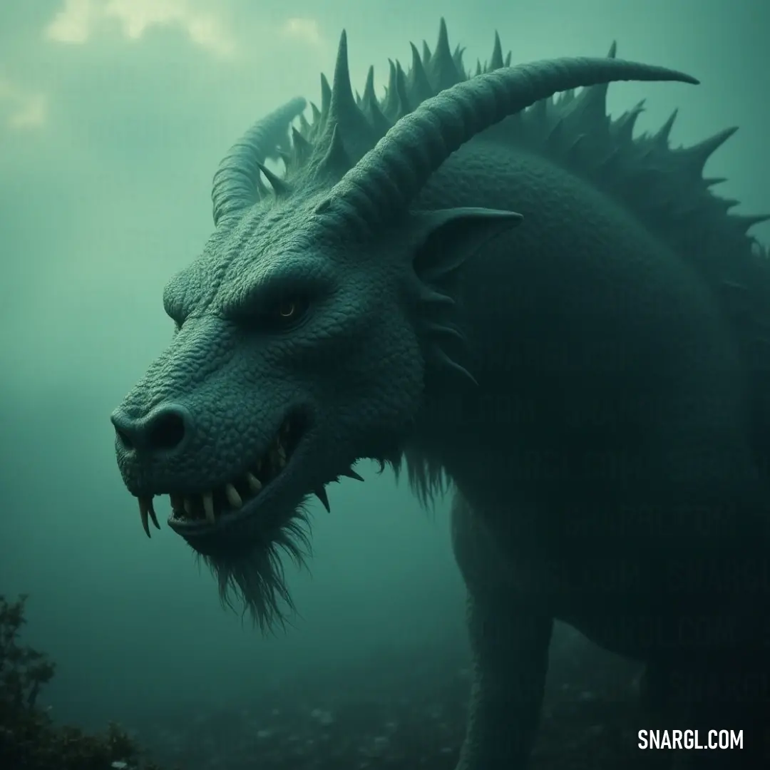 Vibrant Frostbite displaying sharp teeth in lush wilderness Large green Frostbite stands poised, sharp teeth visible, showcasing its vibrant scales amidst an untouched wilderness teeming with mystery and untold tales.
