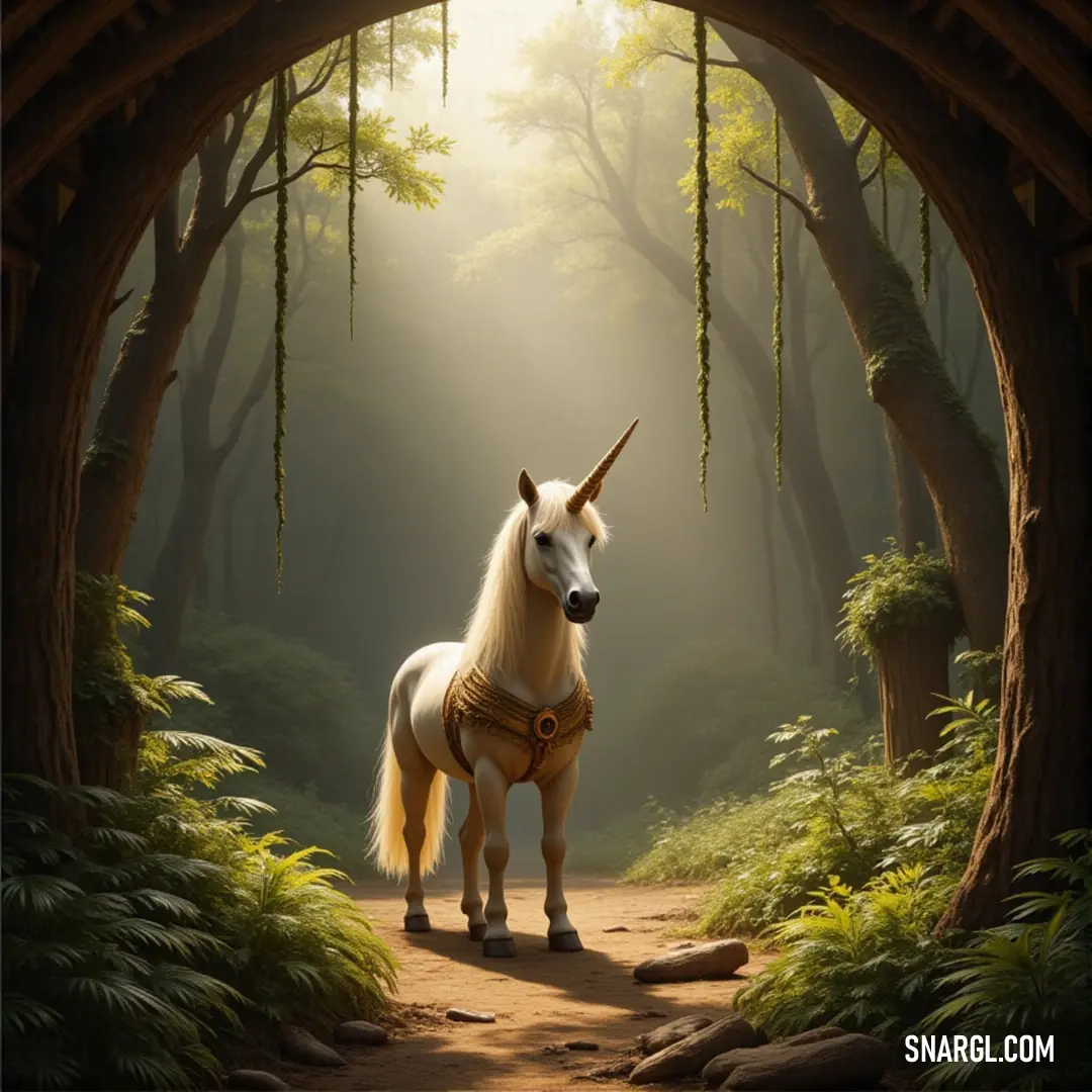 The White Galactic Herald stands in the heart of the forest, bathed in soft, ethereal light, as the path leading to it invites all who seek the mysteries it holds. In a forest bathed in soft light, the White Galactic Herald stands still, its face illuminated by a gentle glow. A winding trail leads toward the mystical creature, drawing all eyes toward it in the serene forest.