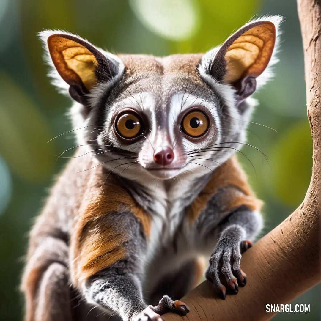 Small Galago on a tree branch with a blurry background