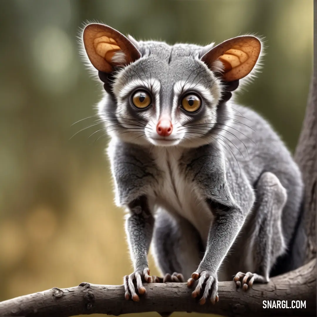 Small Galago on a tree branch with a blurry background