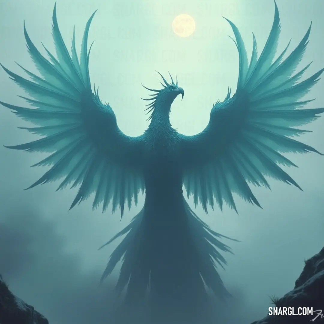 Galeclaw in the fog, wings spread and head turned, exuding power and mystery. A Galeclaw, with expansive wings, stands in the fog, its head turned to the side as if listening to the whispers of the forest. Its majestic presence cuts through the mist, creating a hauntingly beautiful silhouette.