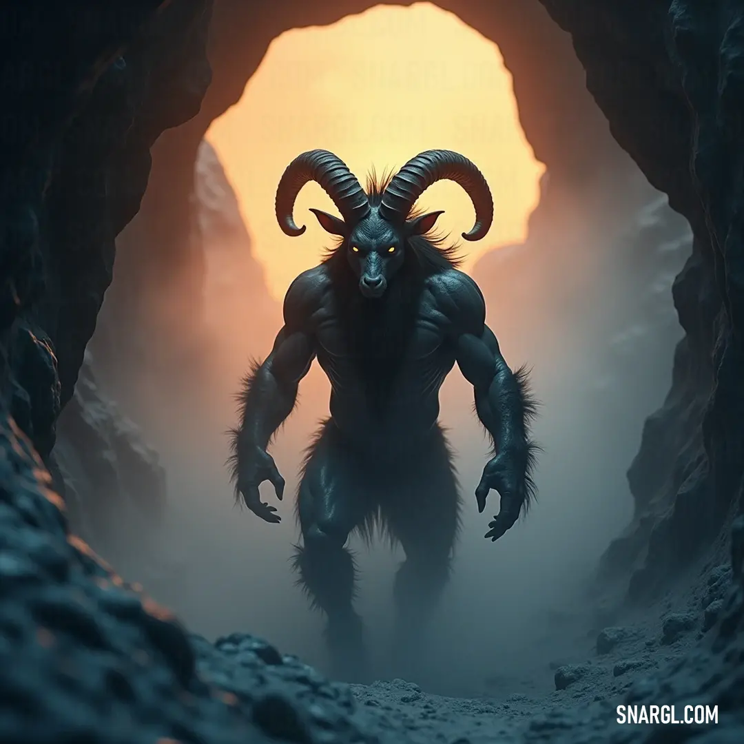 A brave figure with horns embarks on a journey through a cave, where flickering light beckons, challenging the boundaries of adventure and discovery. Venturing into a shadowy cave illuminated by a distant light, a horned figure strides boldly, embodying the spirit of exploration and the allure of the unknown as it delves deeper into the heart of mystery.