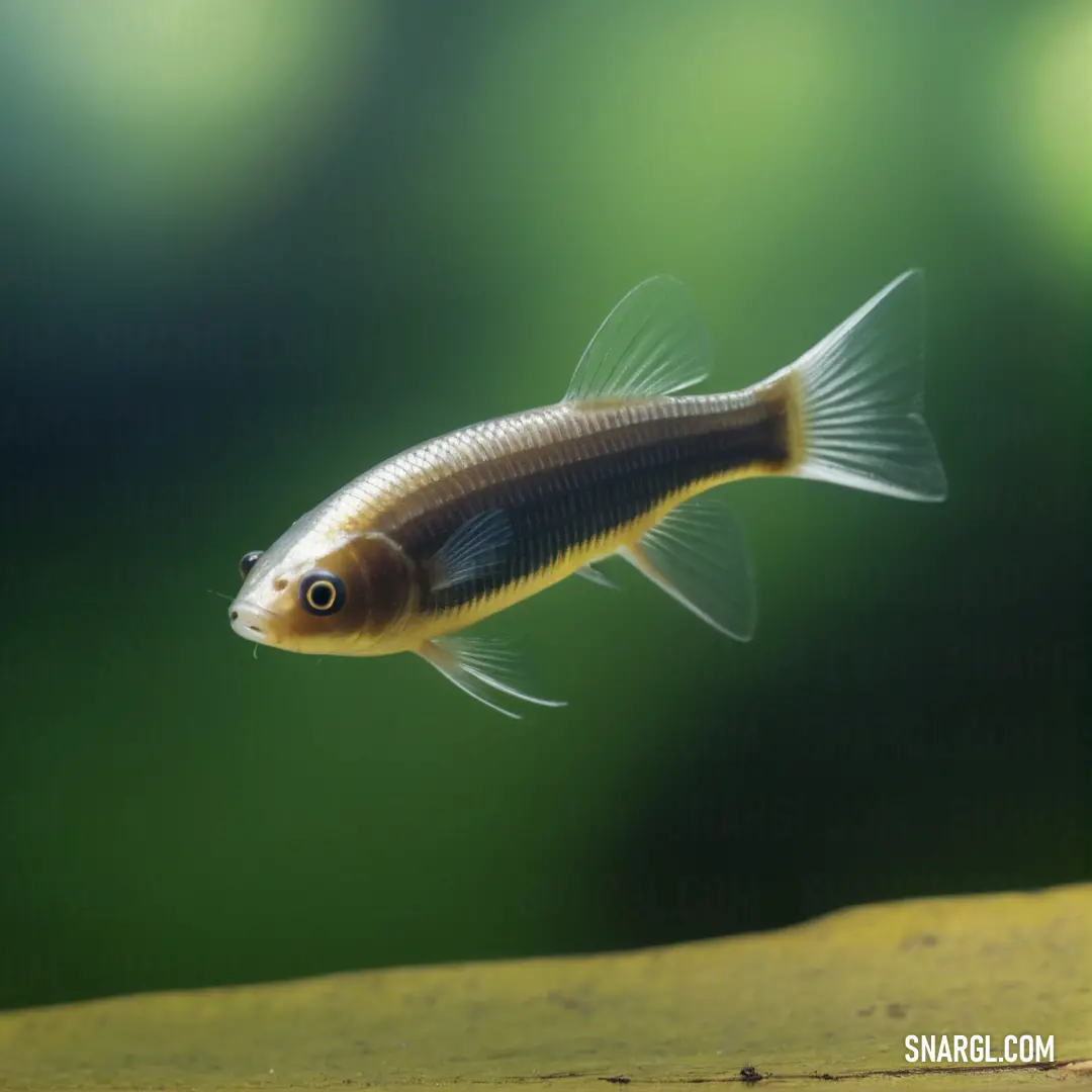 Fish that is swimming in a tank of water with a green background