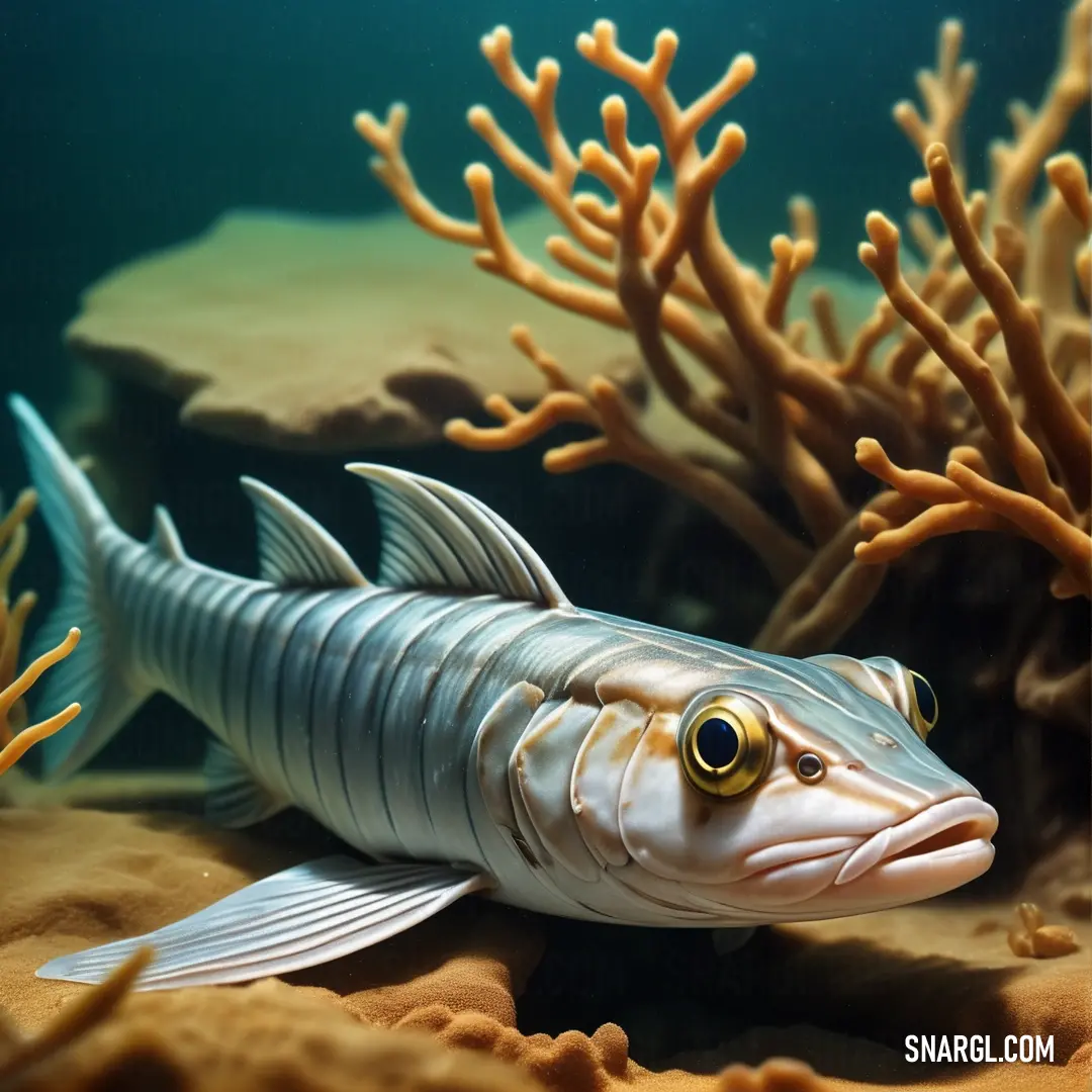 A colorful fish swims through clear waters, navigating around corals and seaweeds on the ocean floor, bringing a sense of tranquility to this natural aquatic habitat.