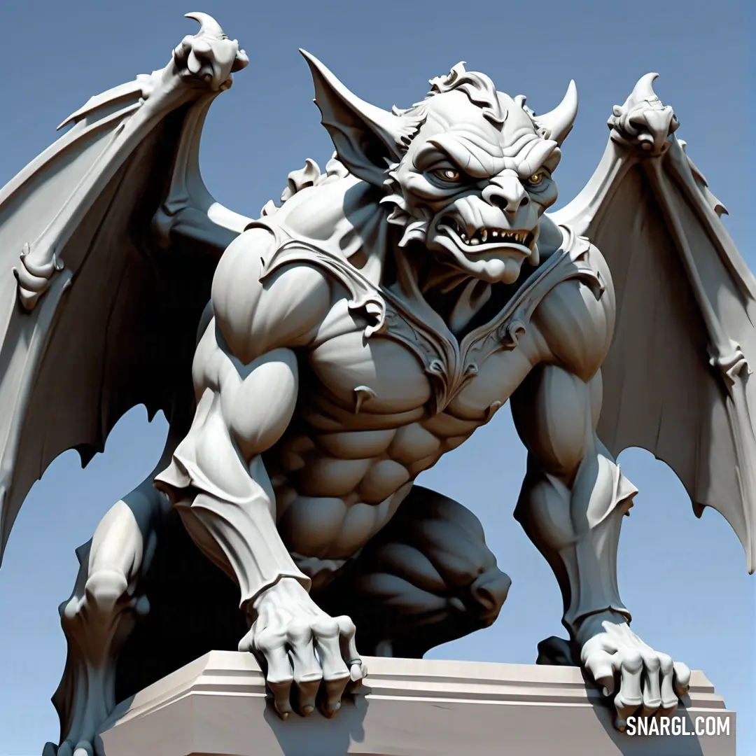 Statue of a Gargoyle on a building with a sky background