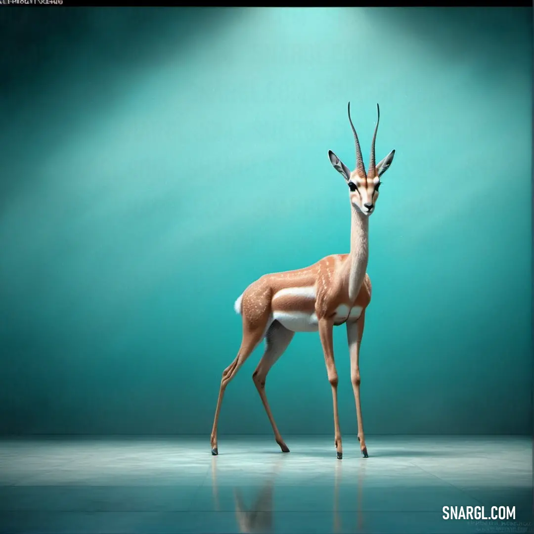 Deer standing in a room with a blue background
