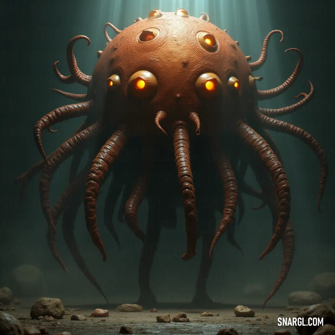 The majestic Giant Gazer Sorcerer, adorned with luminous eyes and tendrils, gracefully floats among ocean rocks, exuding an aura of enchantment. A majestic Giant Gazer Sorcerer floats gracefully in oceanic waters, its glowing eyes and tendrils radiating an ethereal luminescence among rocks, casting a magical aura in the serene aquatic depths it inhabits.