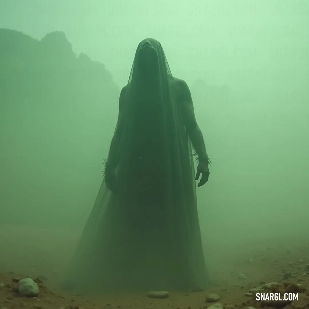 A haunting apparition moving gracefully through a foggy woodland, emerging among eerie stones that accentuate her ghostly beauty. An ethereal presence drifts through a fog-laden forest, surrounded by jagged rocks, embodying a haunting grace as she glows in the misty air.