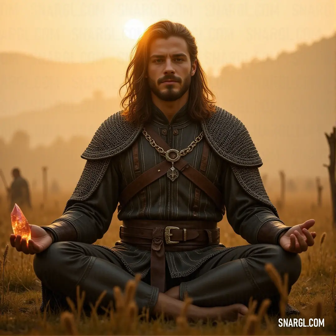 Gideon, in full armor, raises his hands in triumph in a sunlit field, basking in the golden glow of victory. Gideon, donned in shining armor, stands with arms raised in victory in a vast field, bathed in the golden glow of the setting sun. The moment exudes triumph and freedom.